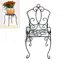 Popular Garden Decoration Metal Black Linellae Chair Flowerpot Stand